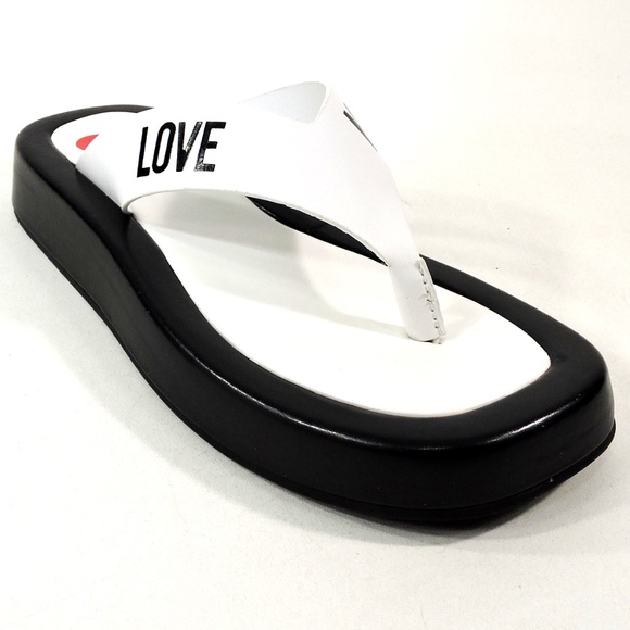 LOVE MOSCHINO 🇮🇹 WOMENS BLACK SOFT LEATHER COMFORT SANDALS - Picture 4 of 10